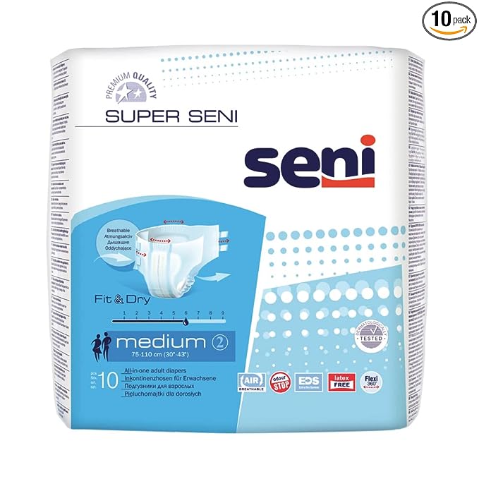 Seni Breathable Adult Diapers - 10 Pieces (Medium) Seni Breathable Adult Diapers - 10 Pieces (Medium)